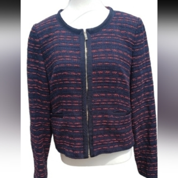 Tommy Hilfiger Jackets & Blazers - Tommy Hilfiger Womens Navy Blue Red Blazer Jacket Full Zip Long Sleeve